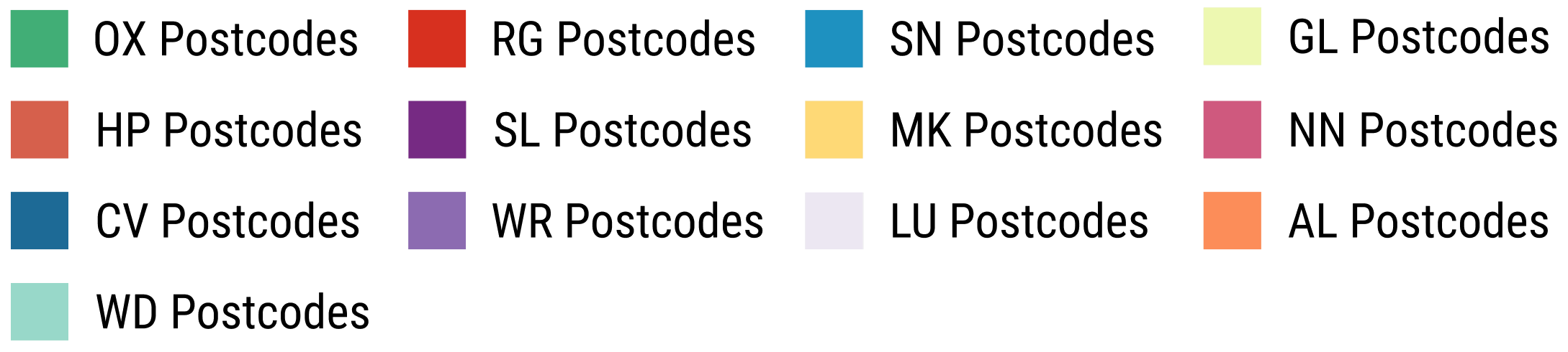 Postcodes serviced by HessianCole