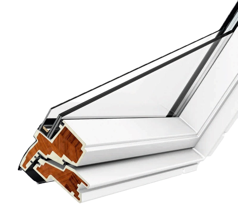 frame-polyurethane Cutaway of white polyurethane VELUX window