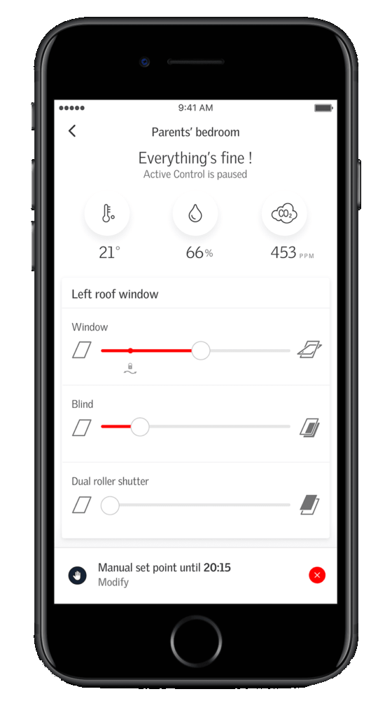 Active monitoring on the VELUX active app