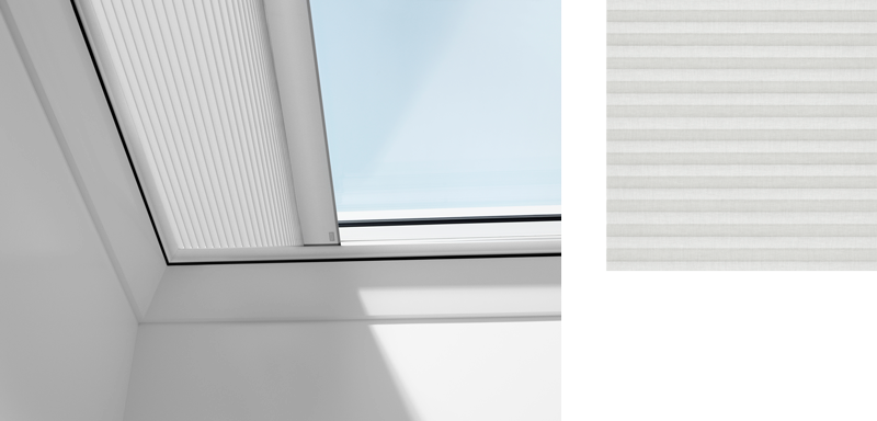 Flat roof blinds with white swatch